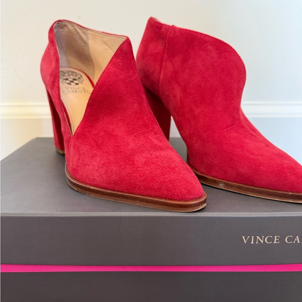 Vince Camuto Bold Red Suede Heeled Boots